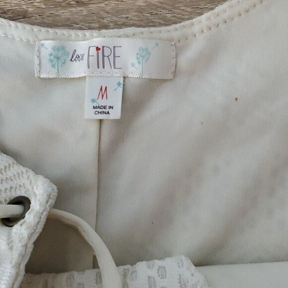 Love Fire, Cream Lace up Crochet Romper, Medium - Picture 9 of 9